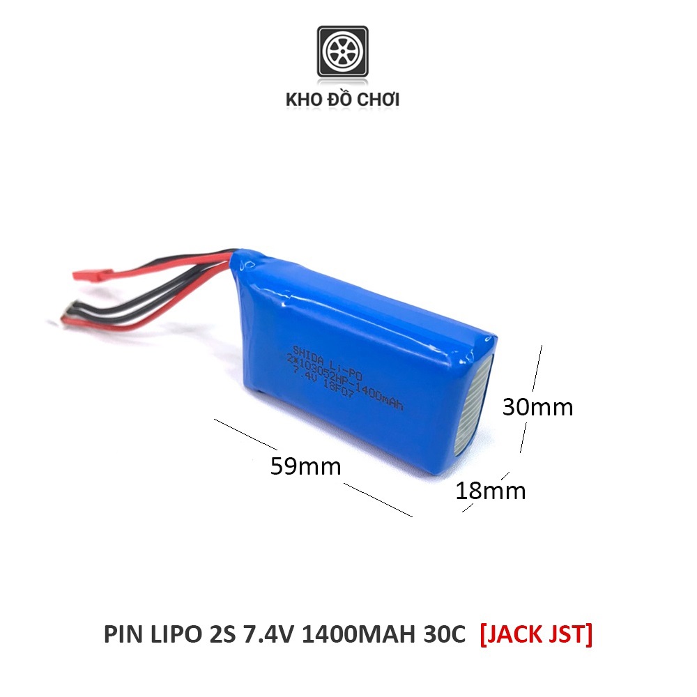 Pin Lipo 2s 1400mAh 7.4V 30C (Jack JST)