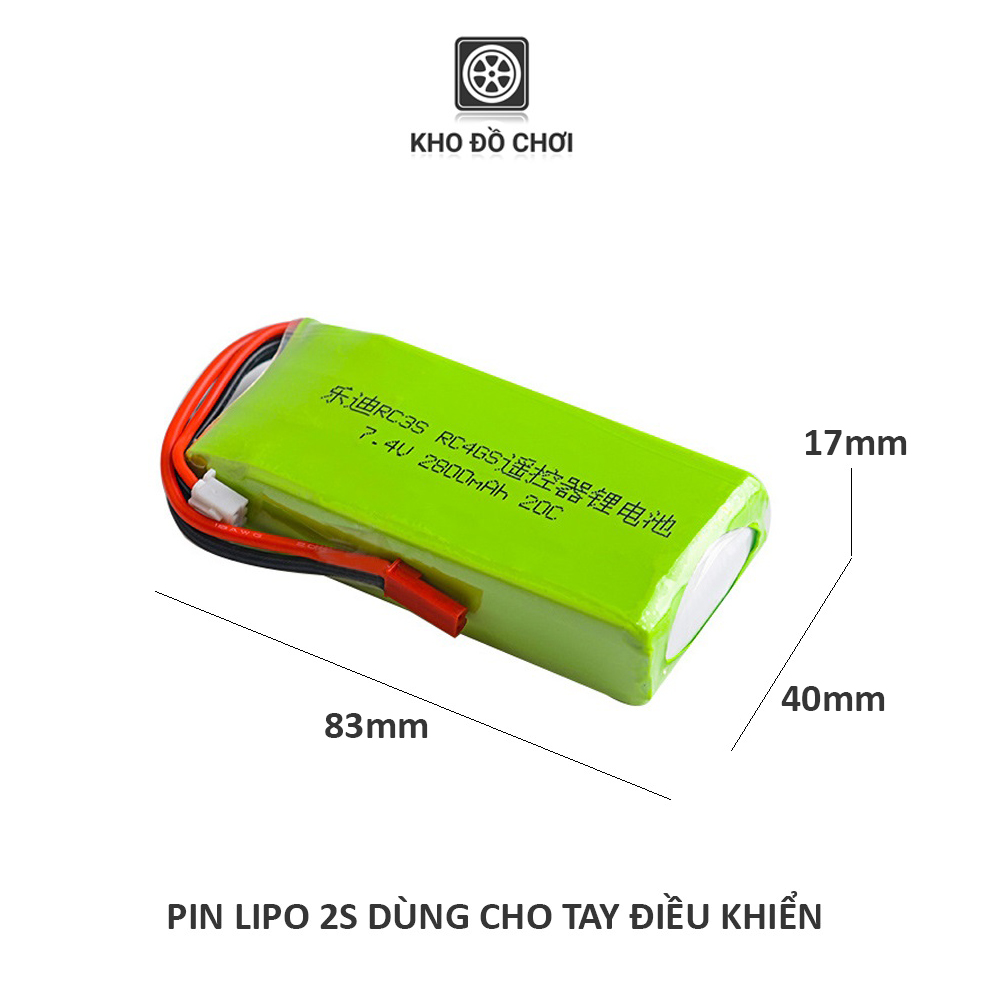 Pin Lipo 2s 2800mAh 7.4V 20C - dùng cho tay điều khiển RC3S RC4GS