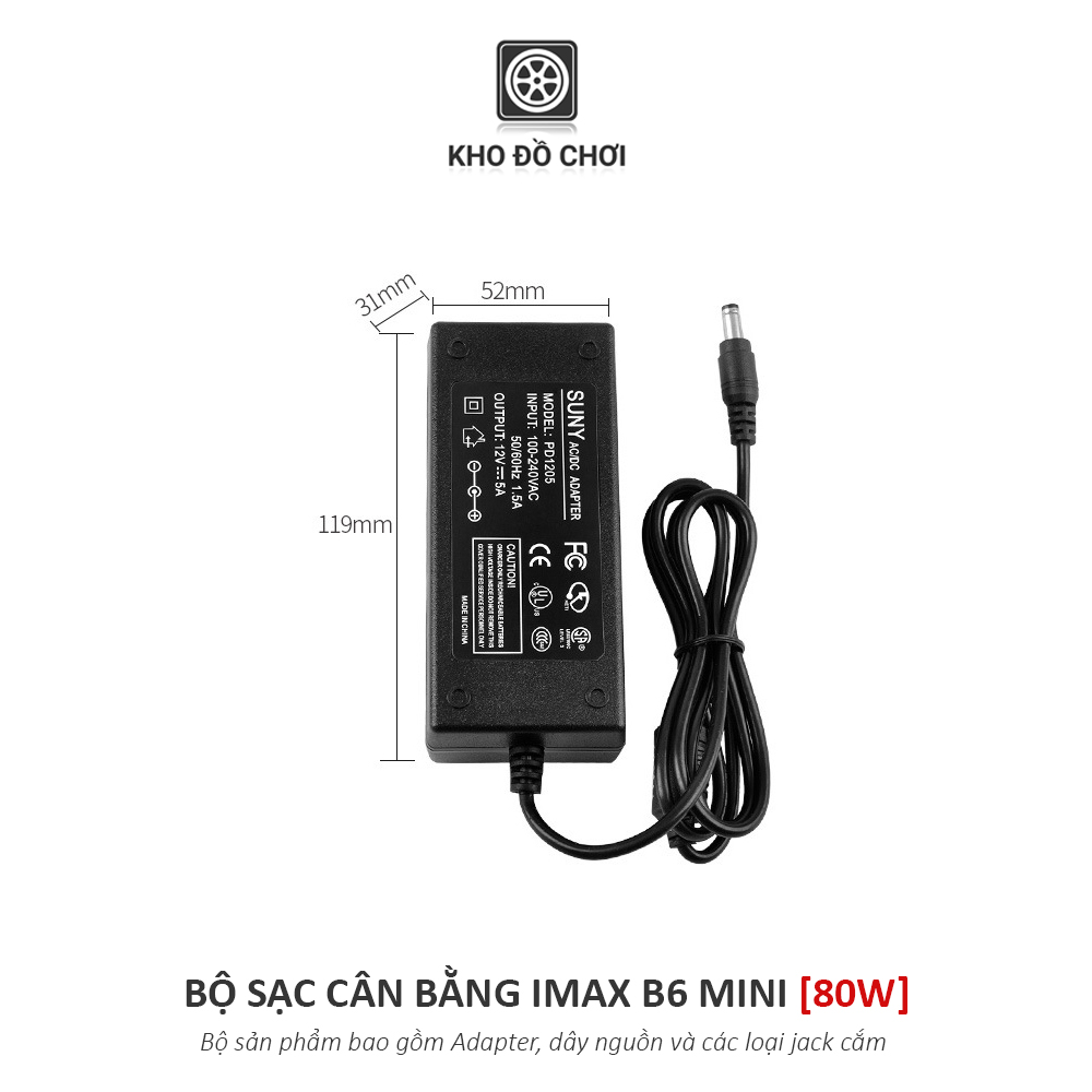 Bộ sạc cân bằng iMax B6 Mini 80W (Kèm Adapter + dây sạc)