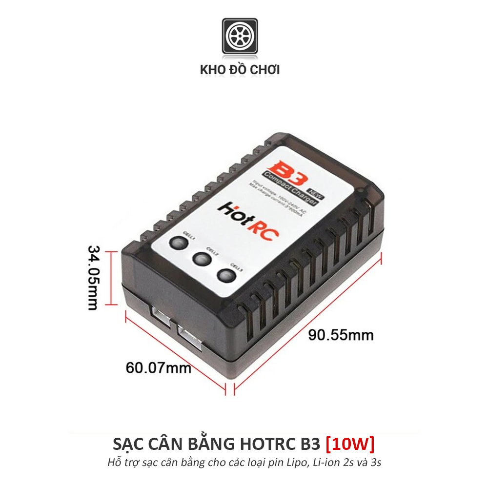 Sạc cân bằng HotRC B3 10W Pin Li-Po 2s 3s