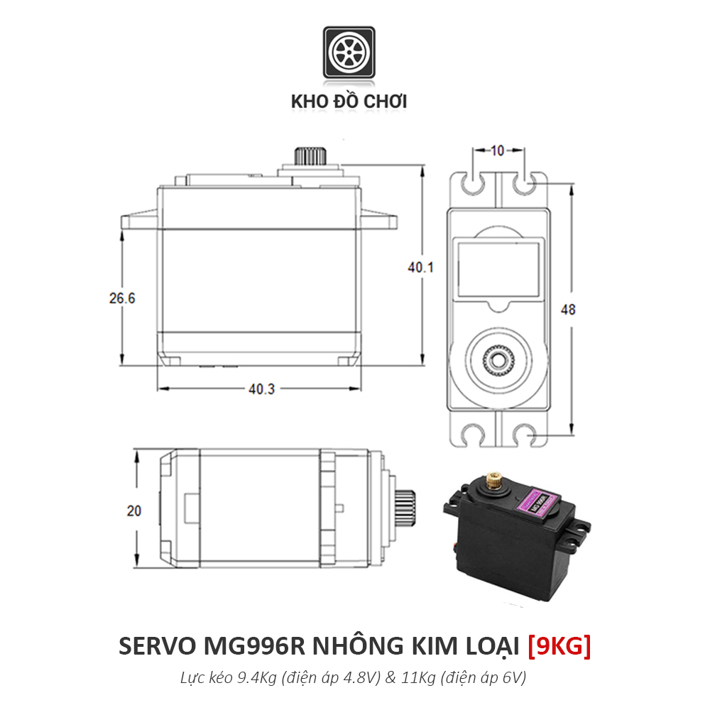 Servo MG996R nhông kim loại - Hàng chất lượng Tower Pro