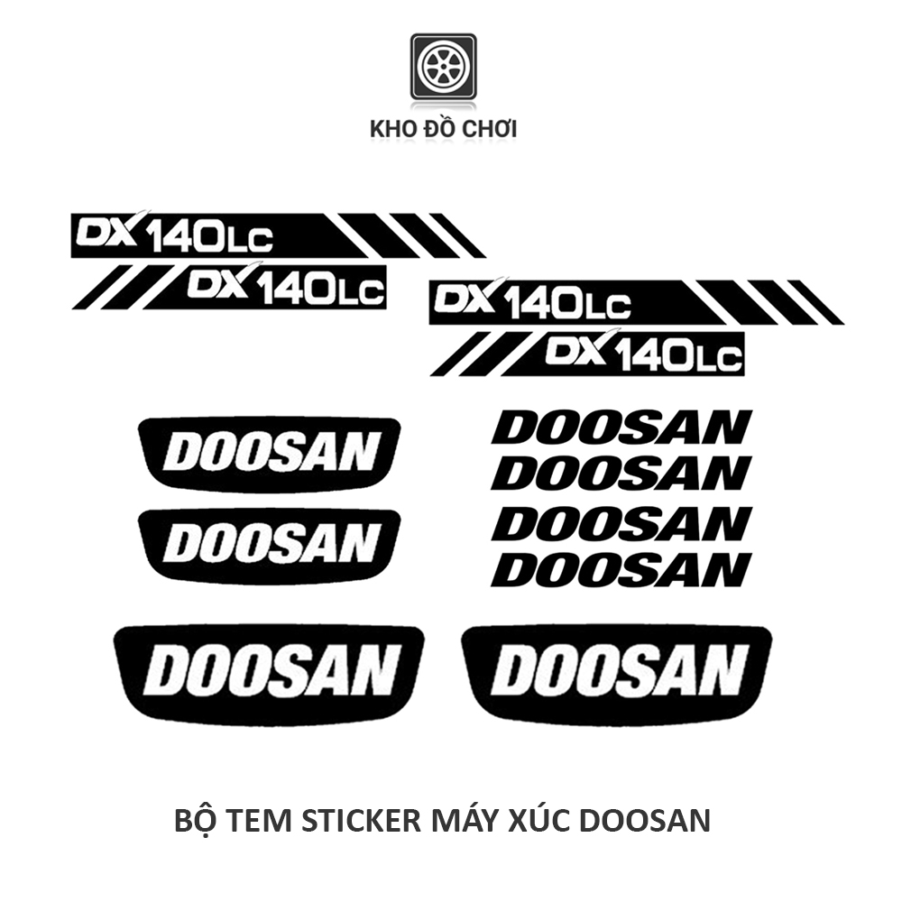 Bộ tem sticker dán xe mô hình máy xúc DOOSAN