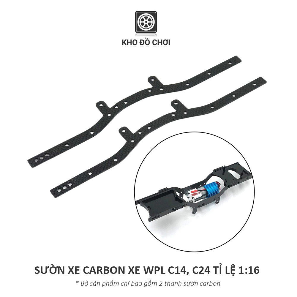 Bộ 2 thanh sườn Carbon lắp xe WPL C14, C24 tỉ lệ 1:16
