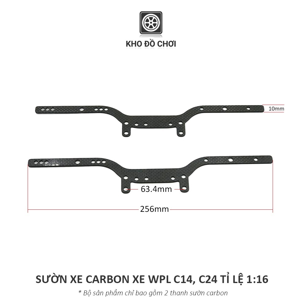 Bộ 2 thanh sườn Carbon lắp xe WPL C14, C24 tỉ lệ 1:16