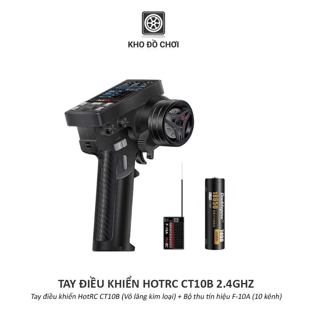 Tay điều khiển HotRC CT10B 2.4Ghz (10 Kênh, vô lăng kim loại)