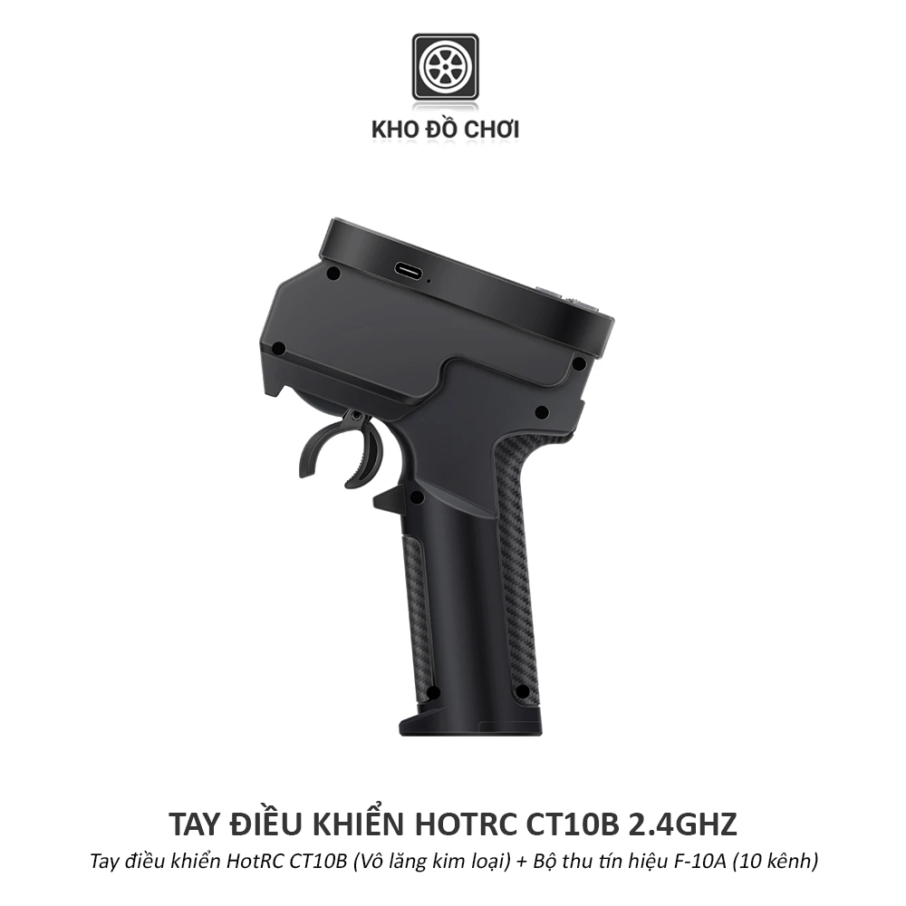 Tay điều khiển HotRC CT10B 2.4Ghz (10 Kênh, vô lăng kim loại)