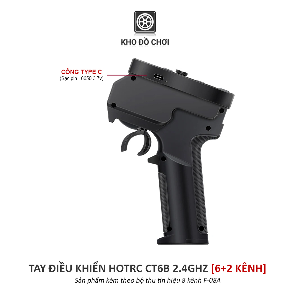 Tay điều khiển HotRC CT6B 2.4Ghz (6+2 Kênh)