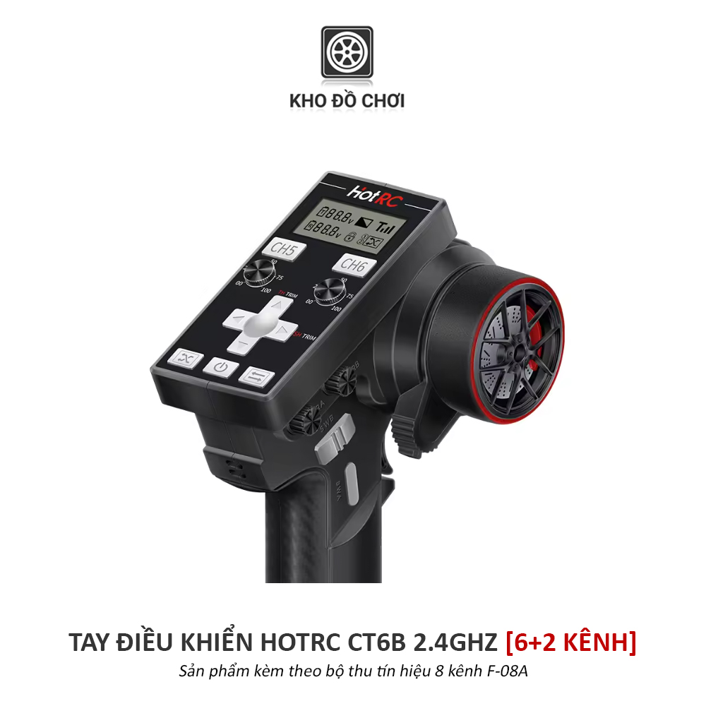 Tay điều khiển HotRC CT6B 2.4Ghz (6+2 Kênh)
