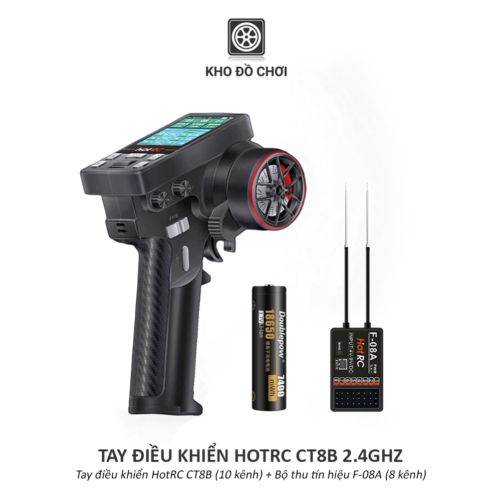 Tay điều khiển HotRC CT8B 2.4Ghz (Điều khiển 10 kênh + Bộ thu 8 kênh)