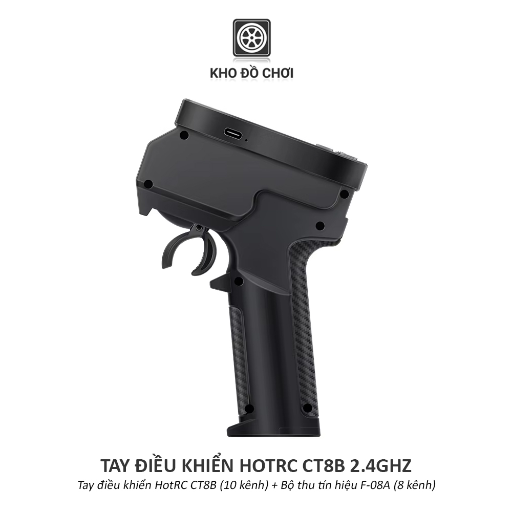 Tay điều khiển HotRC CT8B 2.4Ghz (Điều khiển 10 kênh + Bộ thu 8 kênh)