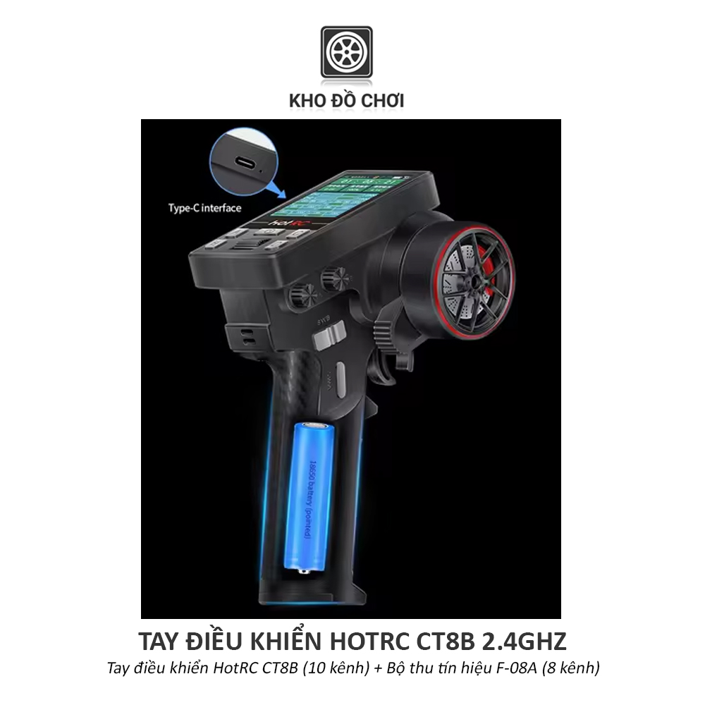 Tay điều khiển HotRC CT8B 2.4Ghz (Điều khiển 10 kênh + Bộ thu 8 kênh)