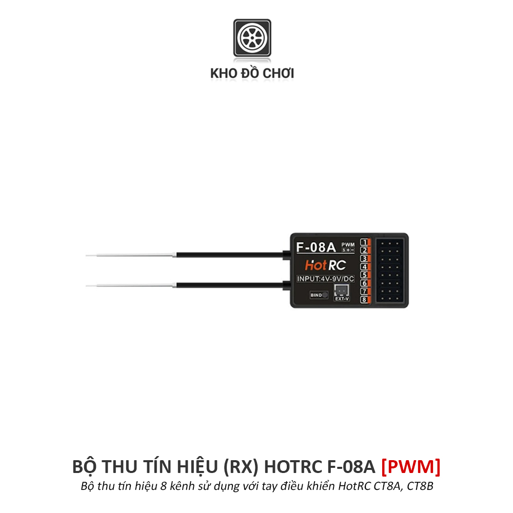 Tay điều khiển HotRC CT8B 2.4Ghz (Điều khiển 10 kênh + Bộ thu 8 kênh)