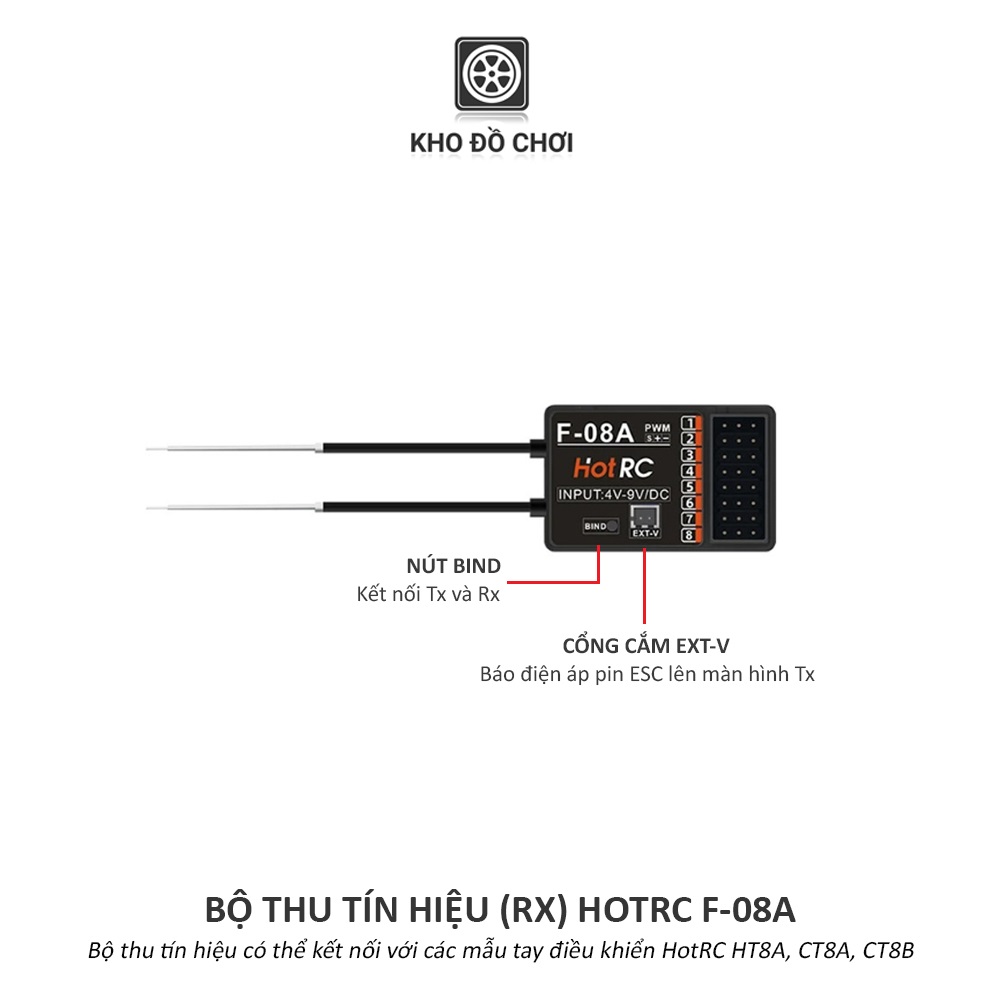 Tay điều khiển HotRC HT8A 2.4Ghz (8 kênh)
