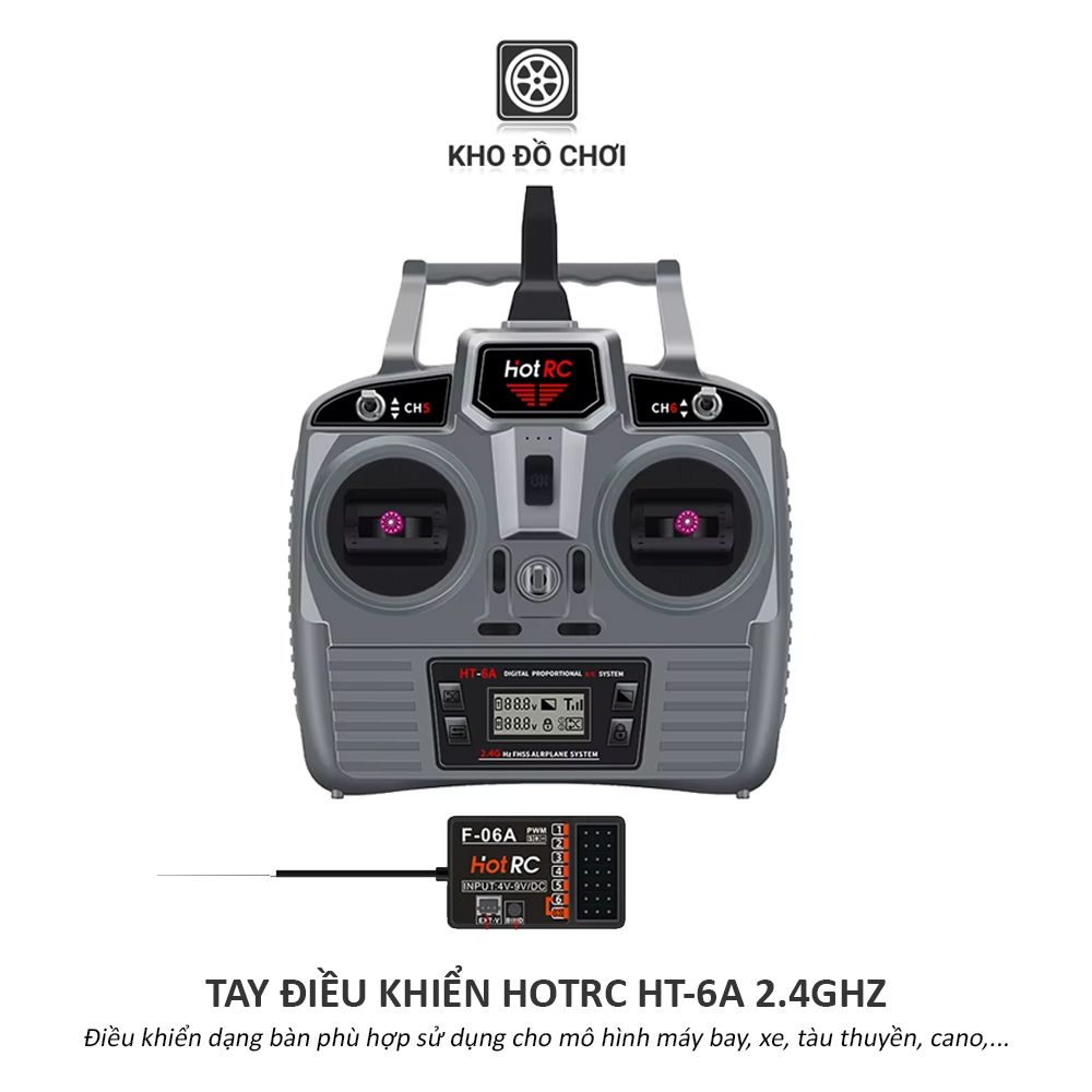 Tay điều khiển HotRC HT6A 2.4Ghz (6 kênh)