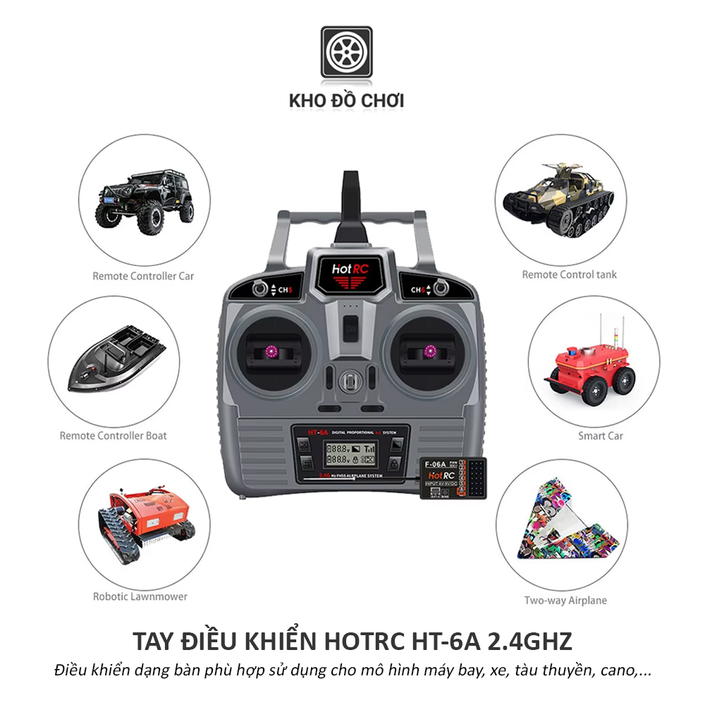 Tay điều khiển HotRC HT6A 2.4Ghz (6 kênh)