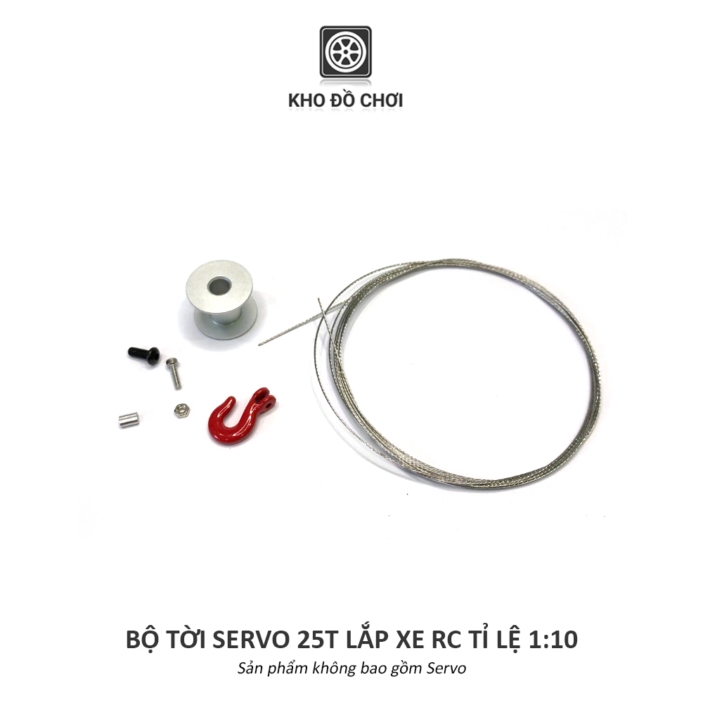 Cuộn cáp tời kim loại gắn xe RC tỉ lệ 1:10 dùng động cơ Servo 25T