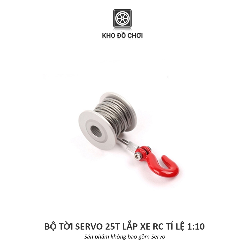 Cuộn cáp tời kim loại gắn xe RC tỉ lệ 1:10 dùng động cơ Servo 25T