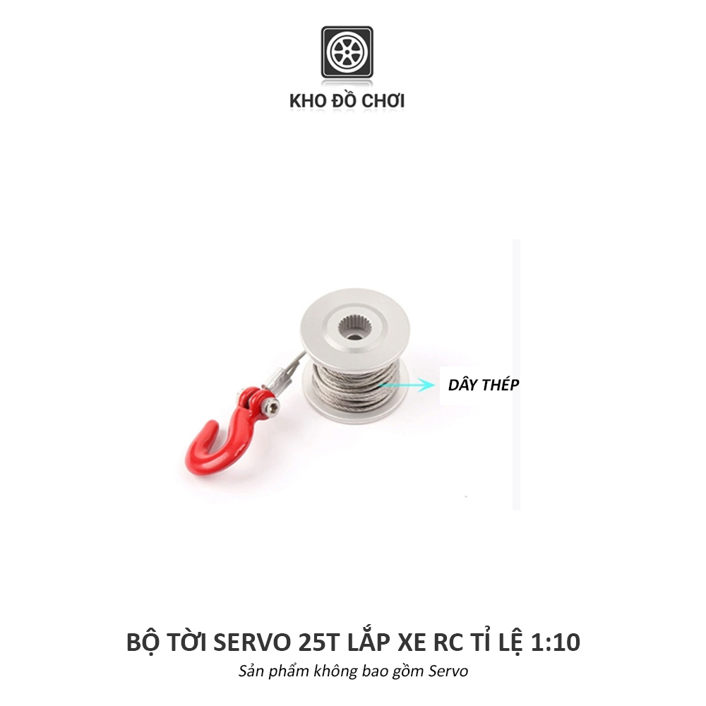 Cuộn cáp tời kim loại gắn xe RC tỉ lệ 1:10 dùng động cơ Servo 25T