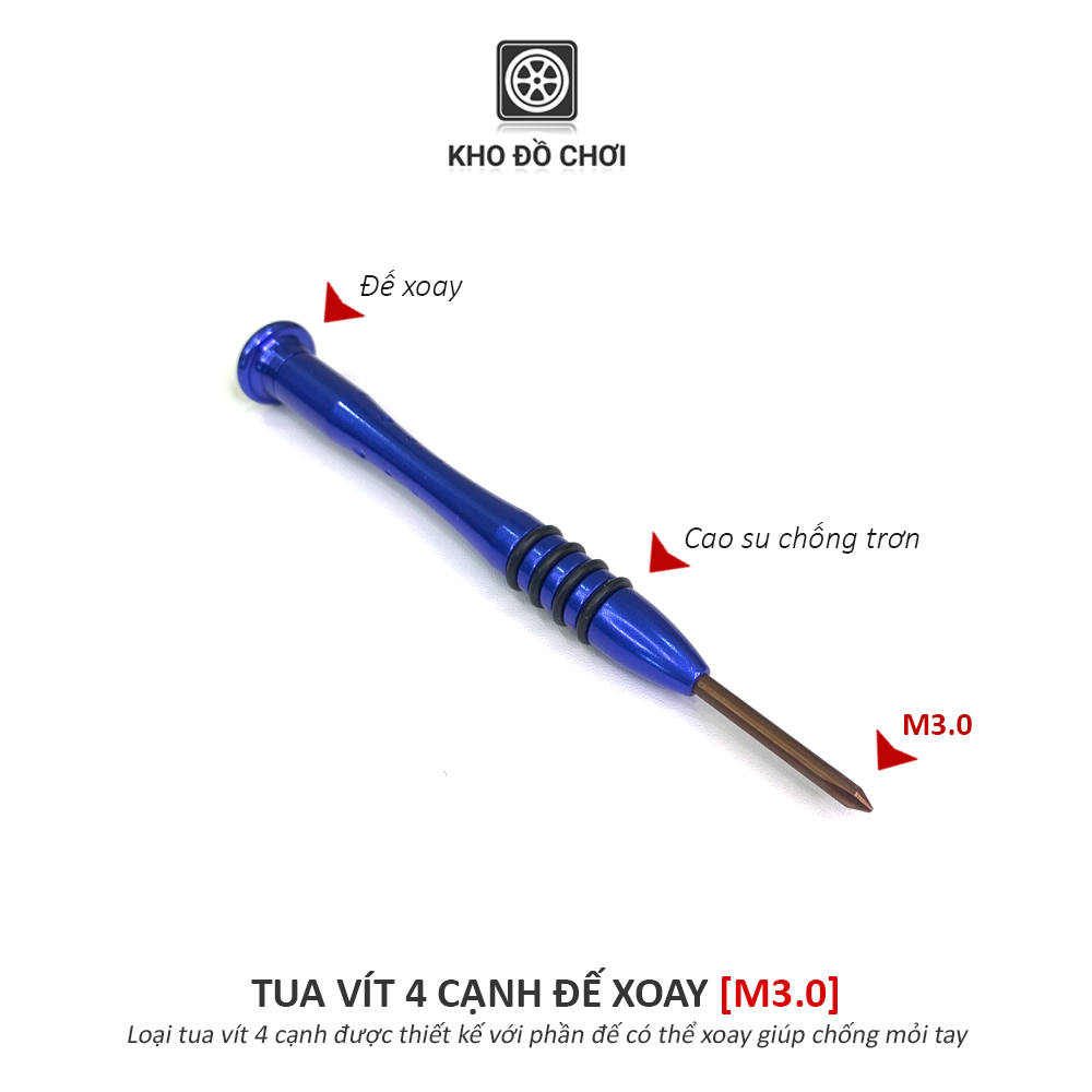 Tô vít 4 cạnh đế xoay chống mỏi, chống trơn (M2.5/ M3.0)