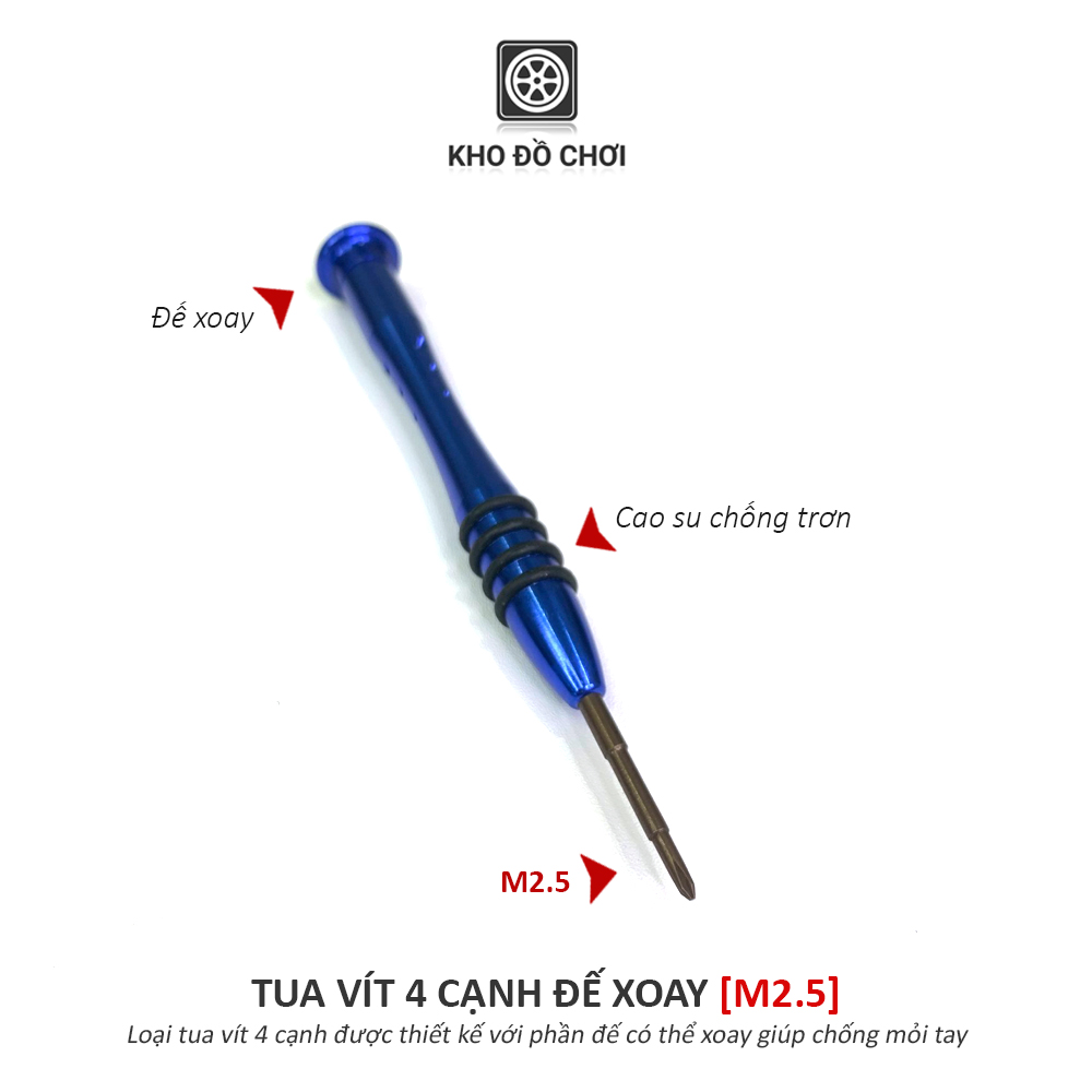 Tô vít 4 cạnh đế xoay chống mỏi, chống trơn (M2.5/ M3.0)