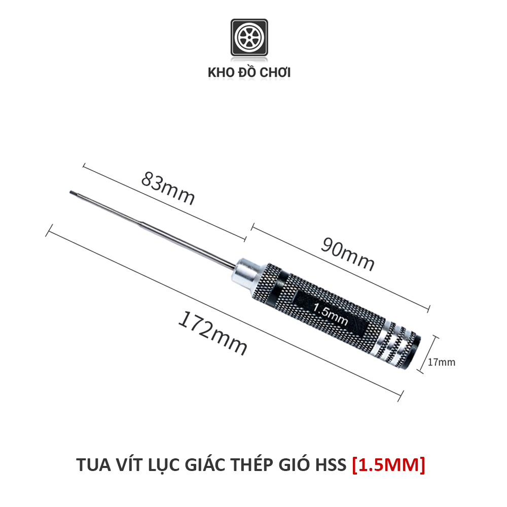Tô vít đầu lục giác 1.5/ 2.0/ 2.5/ 3.0mm - làm từ thép gió (HSS)