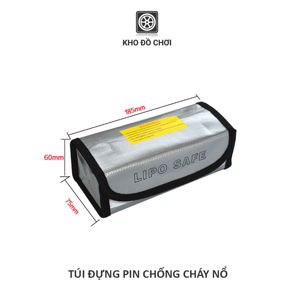Túi đựng pin Lipo an toàn chống cháy nổ - Kích thước 185x75x60mm
