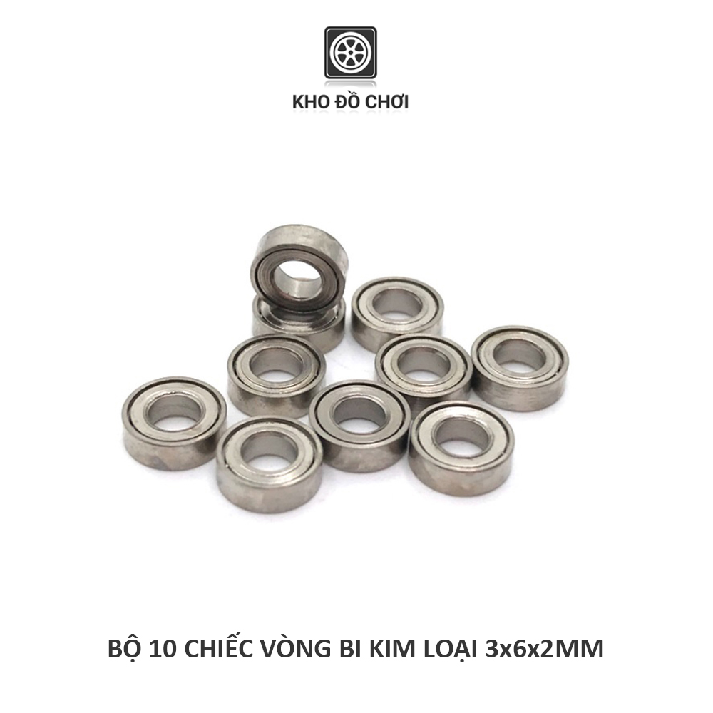 Bộ 10 chiếc vòng bi kim loại 3x6x2mm lắp trục cầu, nhông khế xe WPL, JJRC, MN