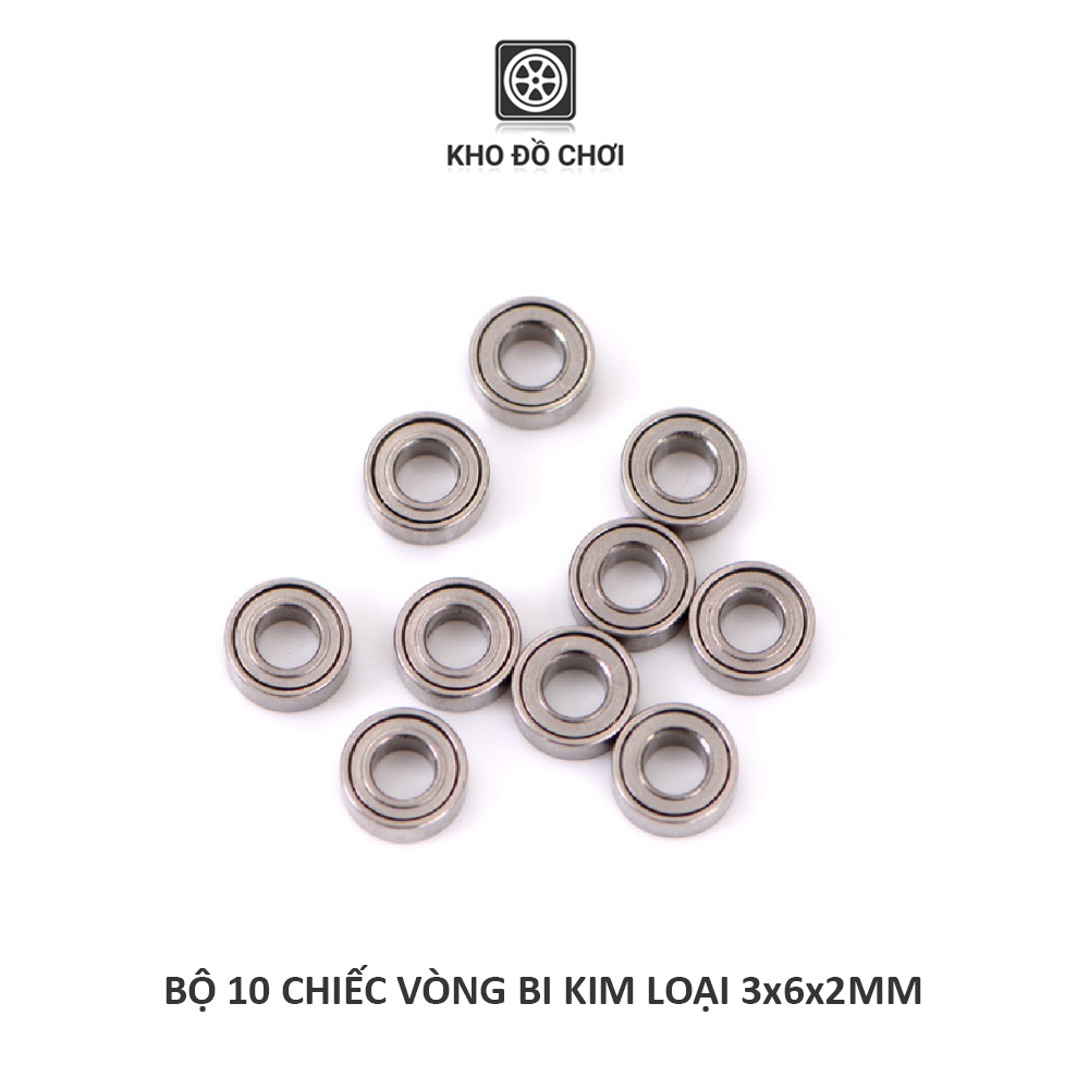 Bộ 10 chiếc vòng bi kim loại 3x6x2mm lắp trục cầu, nhông khế xe WPL, JJRC, MN