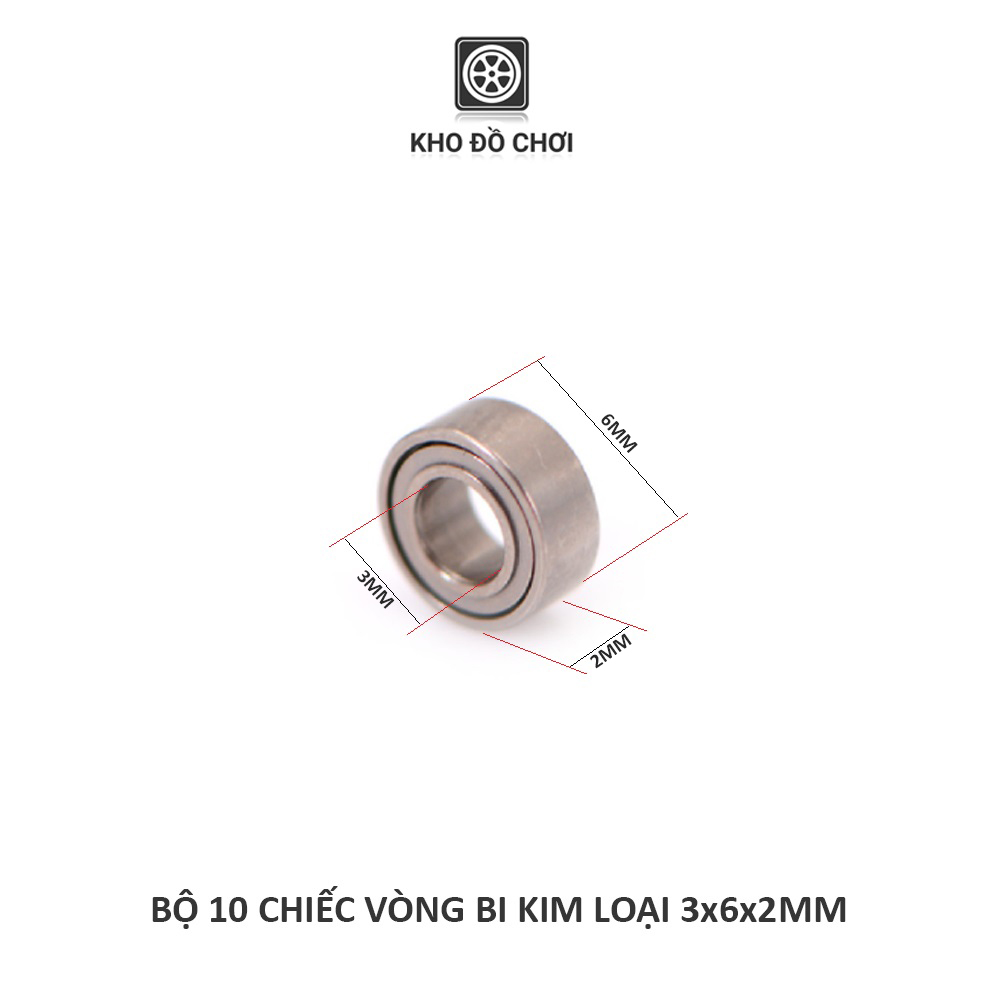 Bộ 10 chiếc vòng bi kim loại 3x6x2mm lắp trục cầu, nhông khế xe WPL, JJRC, MN