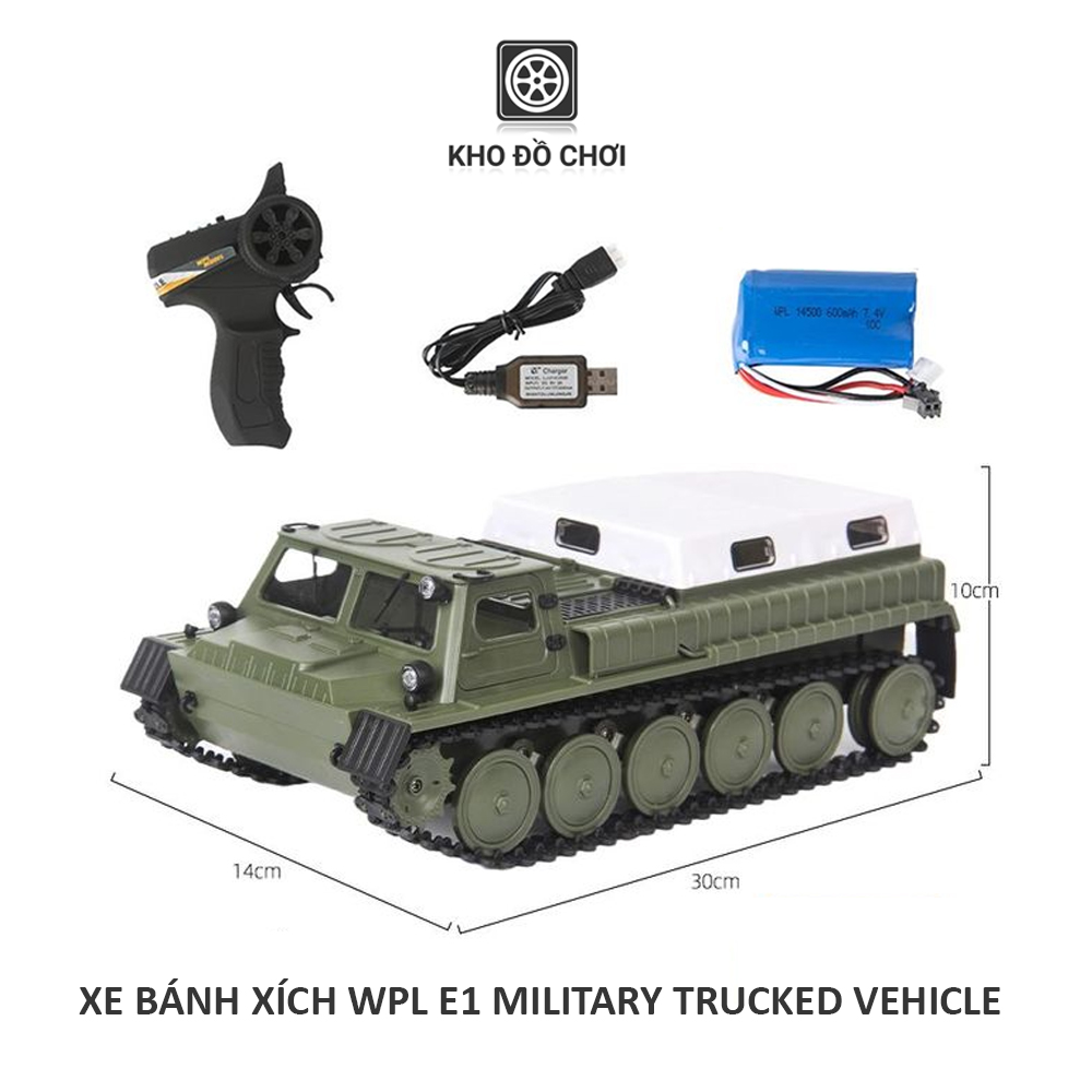 Xe bánh xích điều khiển WPL E1 Military Tracked Vehicle 1:16 - RTR [TẶNG BIỂN SỐ]