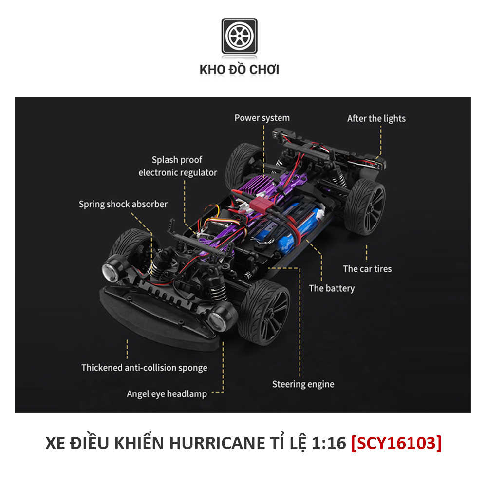 Ô tô điều khiển SCY16303 - Racing Car HURRICANE tỉ lệ 1:16 - RTR [TẶNG BIỂN SỐ]