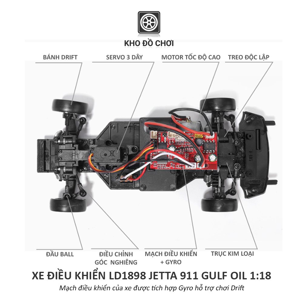 Ô tô điều khiển LDR/C LD1898 Drift Car Jetta 911 Gulf Oil tỉ lệ 1:18 - RTR [TẶNG BIỂN SỐ]