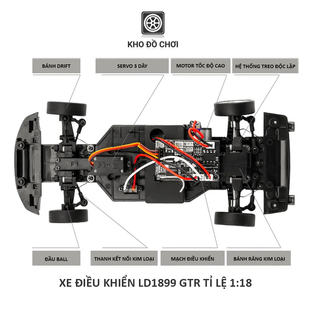 Ô tô điều khiển LDR/C LD1899 Drift Car GTR1 tỉ lệ 1:18 - RTR [TẶNG BIỂN SỐ]