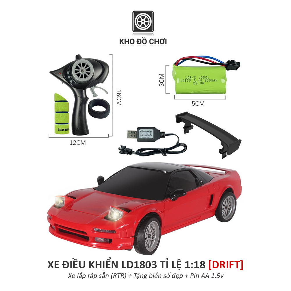Ô tô điều khiển LDR/C LD1802W, LD1803 Drift Car tỉ lệ 1:18 - RTR [TẶNG BIỂN SỐ]