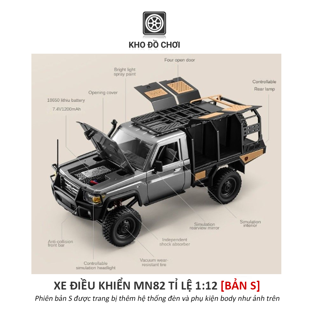 Xe điều khiển MN82S SUPERTOURER Toyota Land Cruiser 79 4x4 1:12  - RTR [TẶNG BIỂN SỐ]