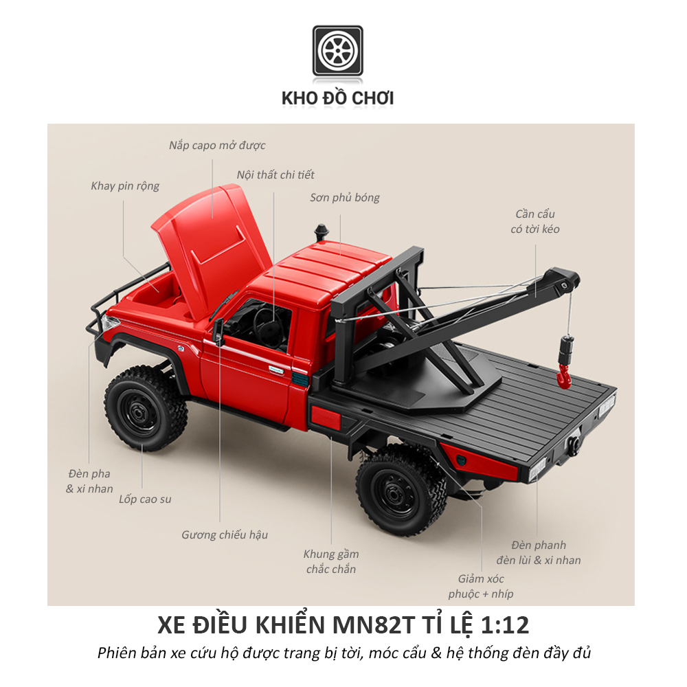 Xe điều khiển MN82T Toyota Land Cruiser 79 4x4 1:12 - RTR [TẶNG BIỂN SỐ]