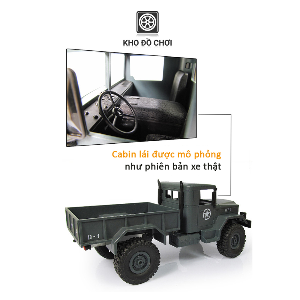 Ô tô điều khiển WPL B14 M35A2 4x4 1:16 - RTR [TẶNG BIỂN + STICKER]