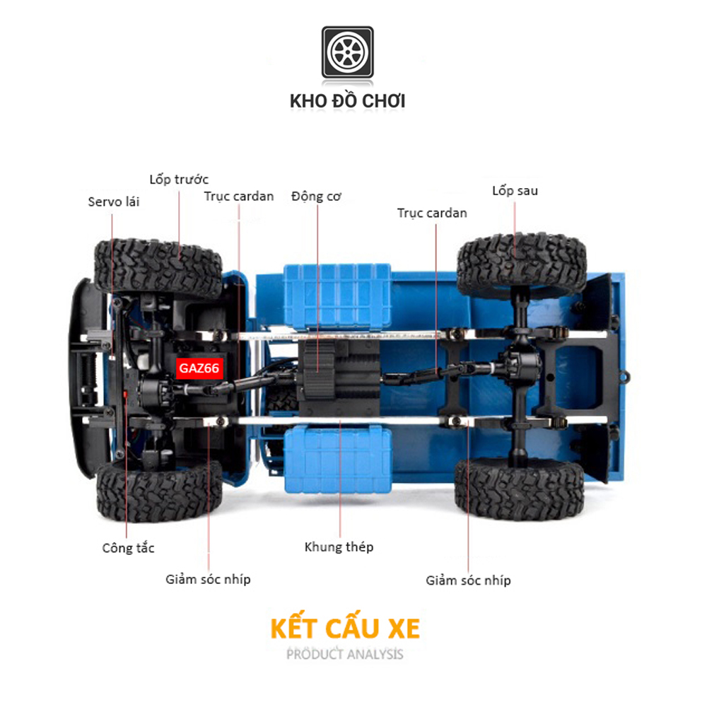 Ô tô điều khiển WPL B24 GAZ66 4x4 1:16 - RTR [TẶNG BIỂN + STICKER]