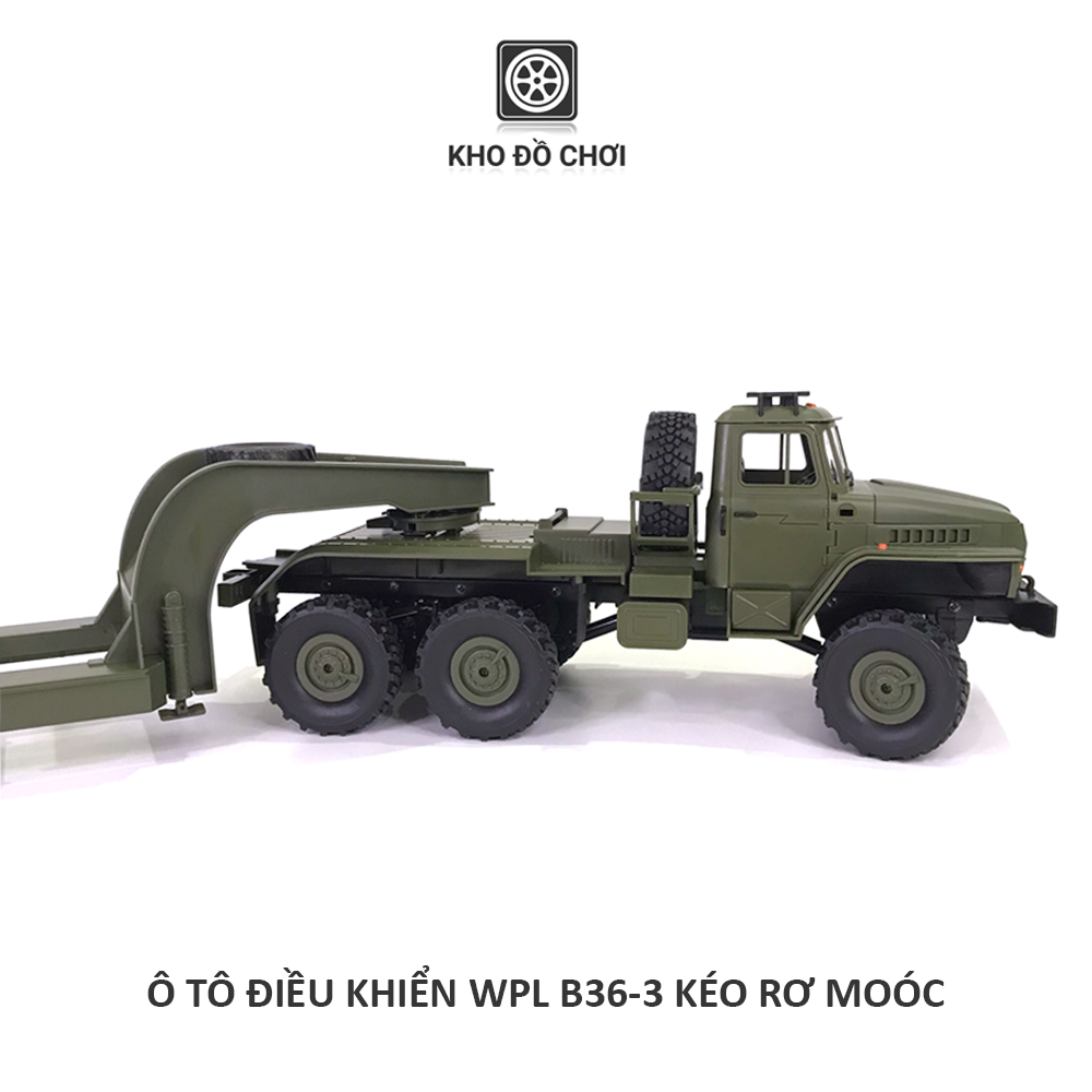 Ô tô điều khiển WPL B36-3 Ural Truck 6x6 kéo Semi Rơ moóc tỉ lệ 1:16 - RTR [TẶNG BIỂN + STICKER]