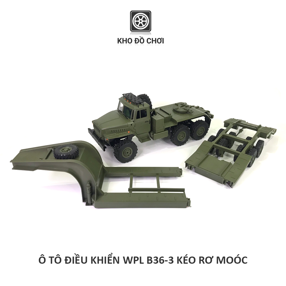Ô tô điều khiển WPL B36-3 Ural Truck 6x6 kéo Semi Rơ moóc tỉ lệ 1:16 - RTR [TẶNG BIỂN + STICKER]