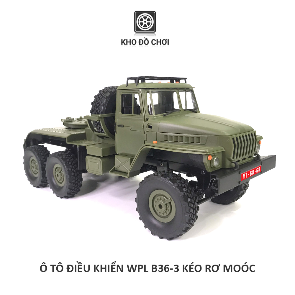 Ô tô điều khiển WPL B36-3 Ural Truck 6x6 kéo Semi Rơ moóc tỉ lệ 1:16 - RTR [TẶNG BIỂN + STICKER]