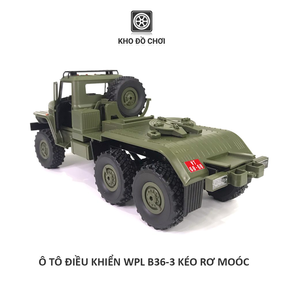 Ô tô điều khiển WPL B36-3 Ural Truck 6x6 kéo Semi Rơ moóc tỉ lệ 1:16 - RTR [TẶNG BIỂN + STICKER]
