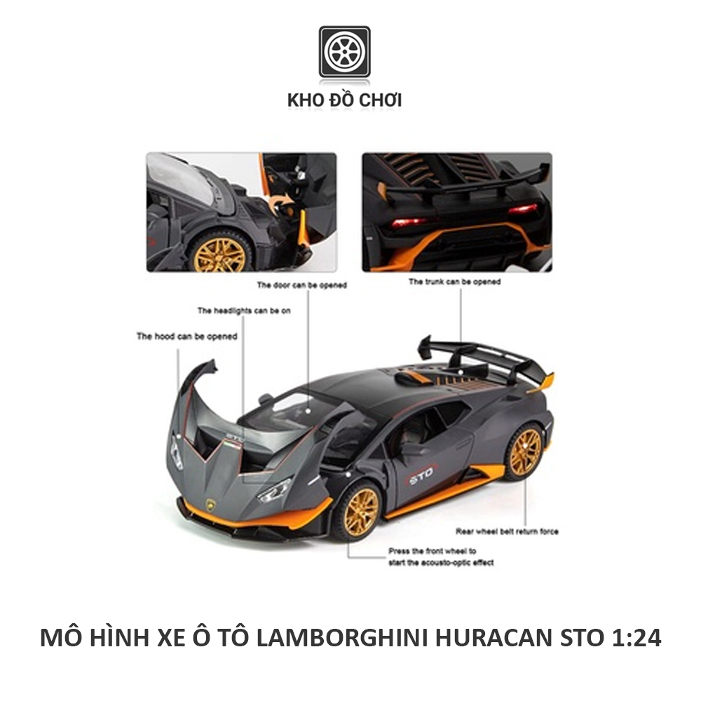 Mô hình xe ô tô Lamborghini Huracan STO 1:24 [TẶNG BIỂN VIP]