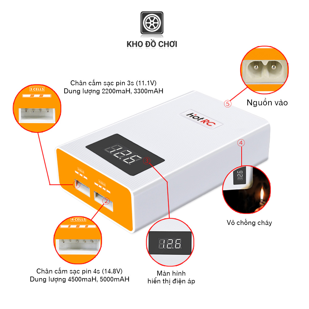 Sạc cân bằng HotRC A400 - Sạc pin lipo 3s, 4s