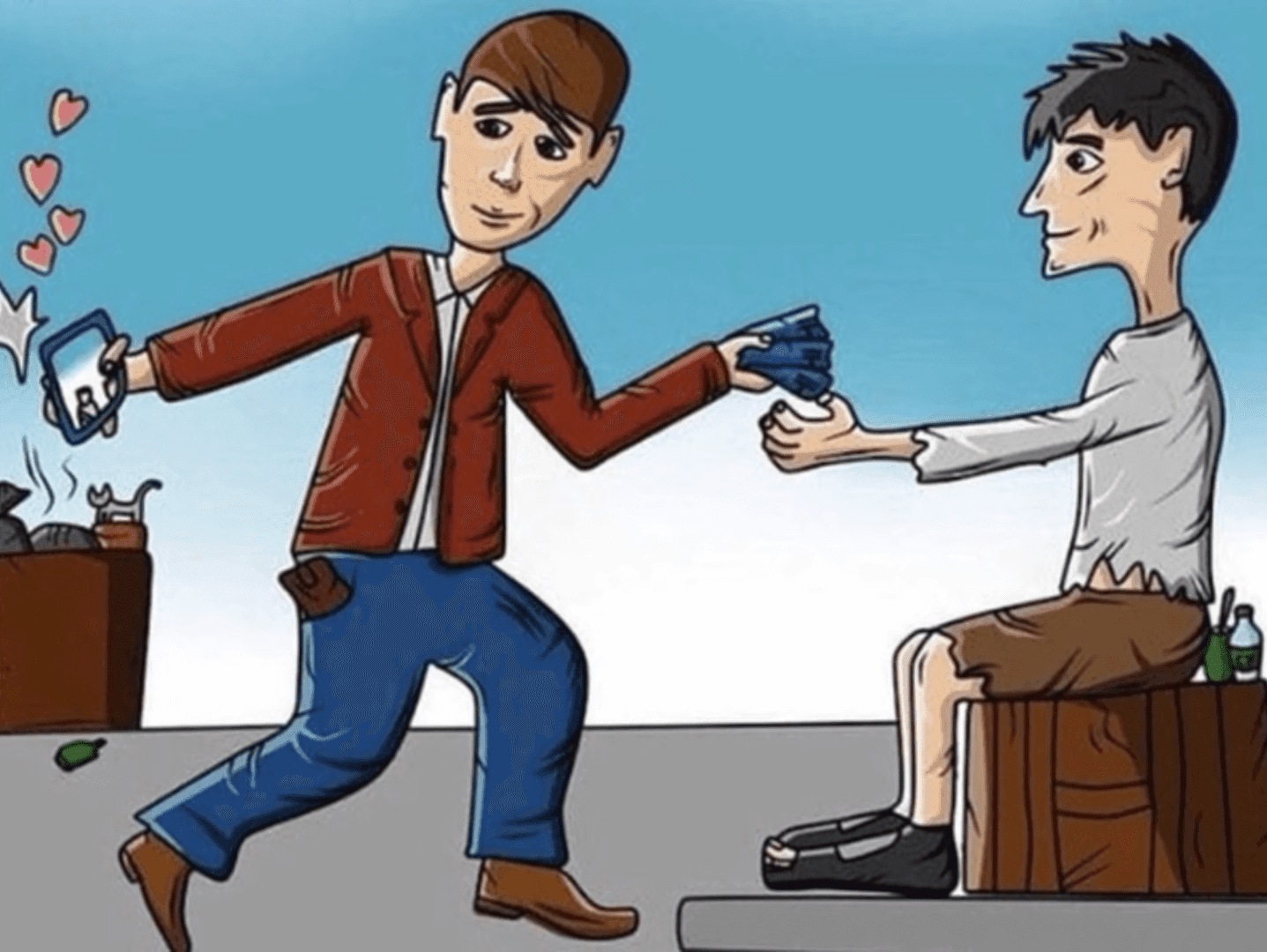 Tranh biếm họa về hành động từ thiện