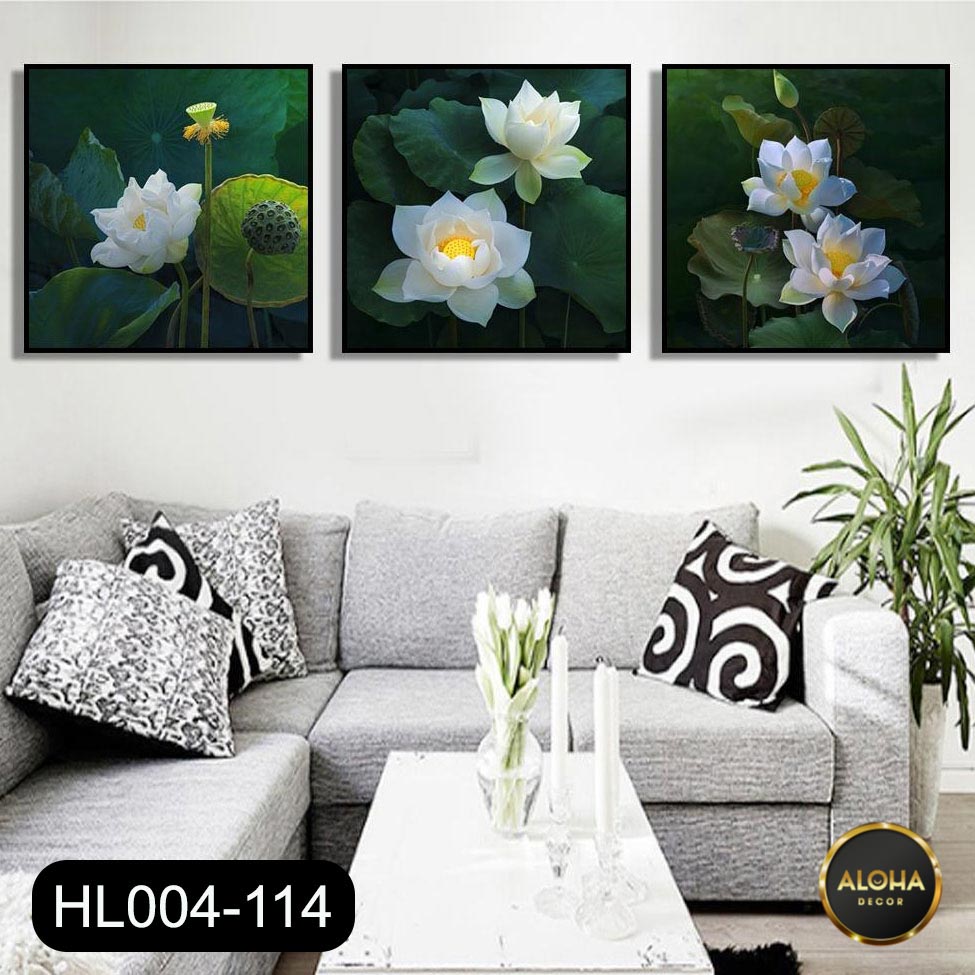 Bộ 3 tranh hoa treo tường phòng khách