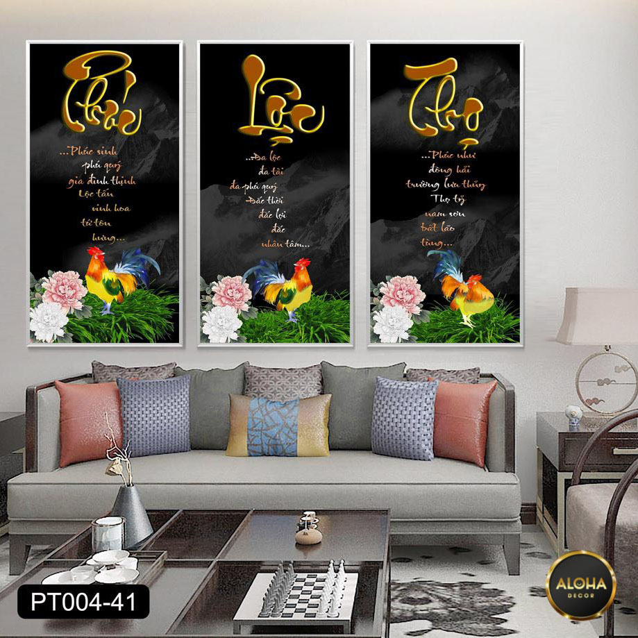 bộ 3 tranh ghép phúc lộc thọ hợp phong thủy