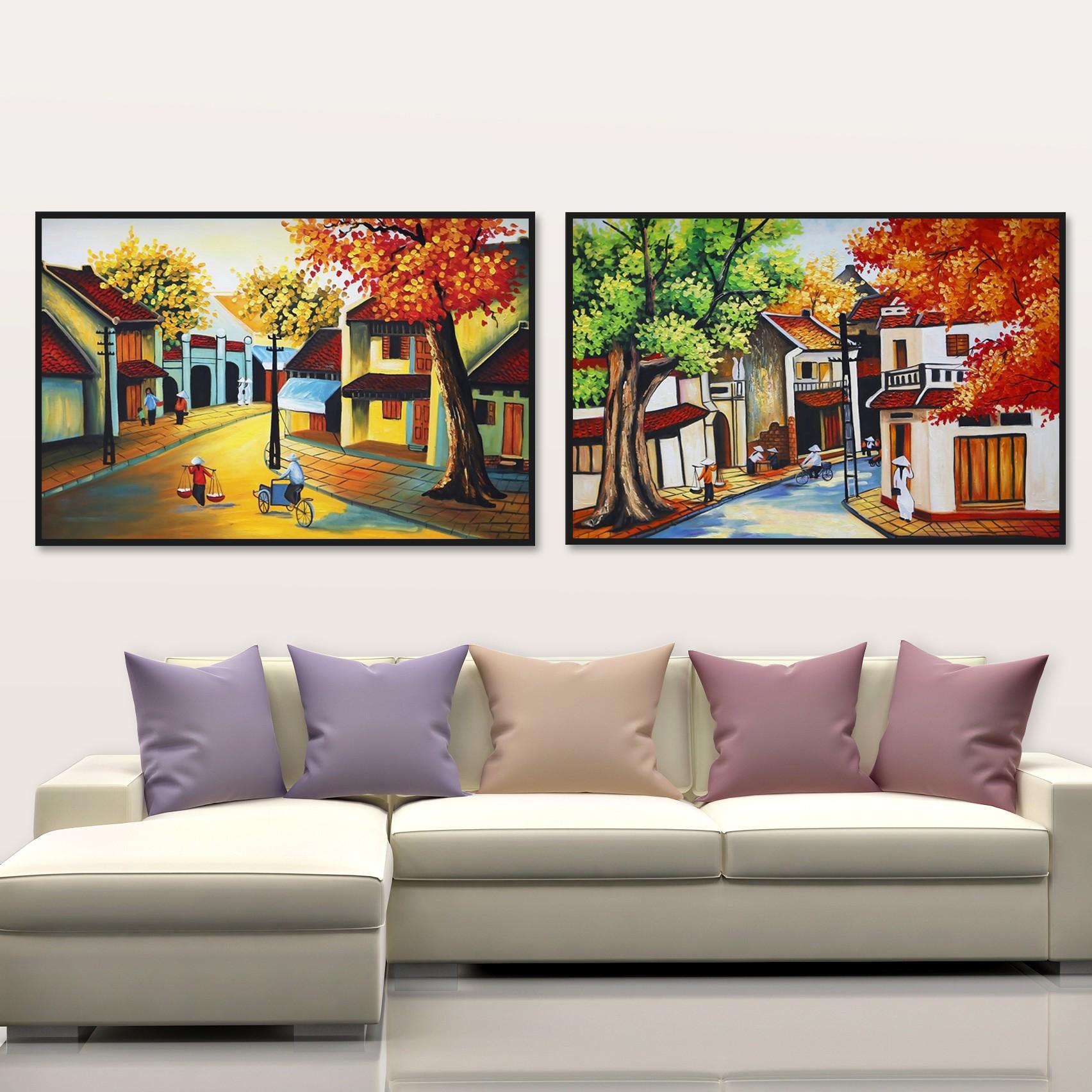 tranh phố cổ canvas