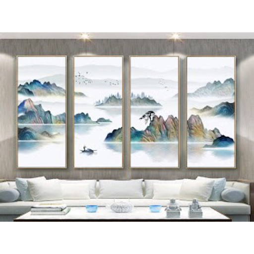 Tranh Sơn thuỷ hữu tình phong cách thuỷ mặc