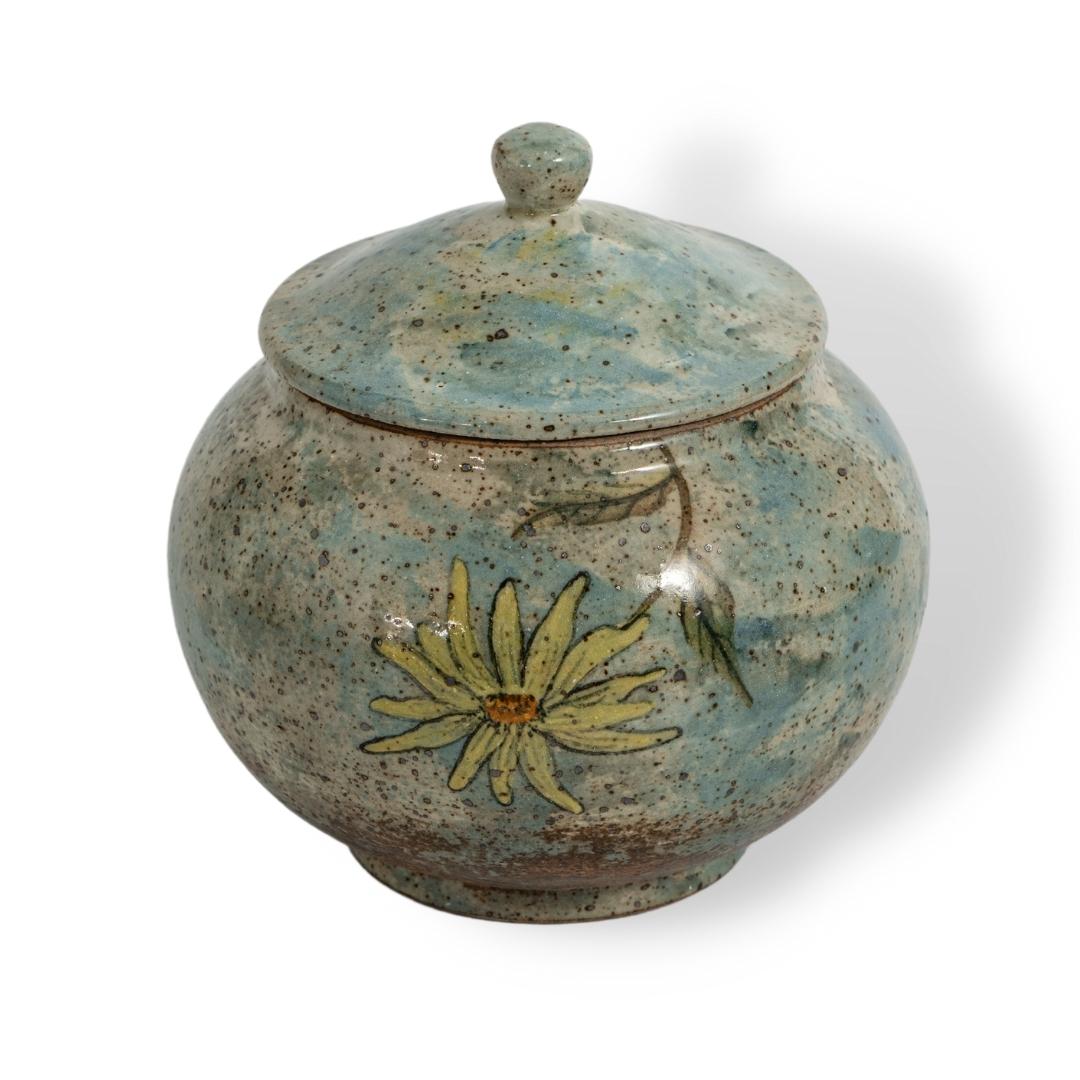 Hũ Mứt Cầu Men Xanh Hoa Vàng